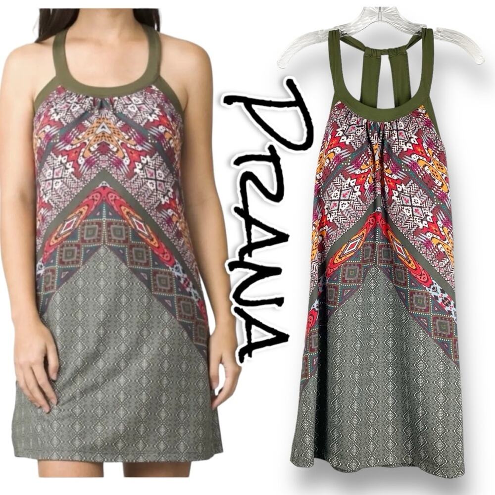 Prana Cantine Athleasure Halter Dress Cargo Marrakesh Green Women’s Size Small - Picture 1 of 10